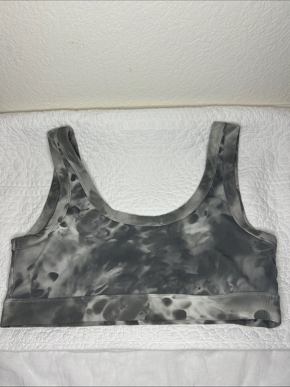Glyder Gray Tie-Dye Ribbed Sports Bra NWOT Size Large
